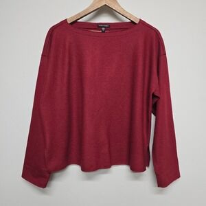 Eileen Fisher Wool Boat Neck Sweater Womens Small Boxy Minimalist Quiet Luxury
